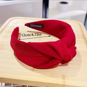 Wide Brim Knotted Head Band Red